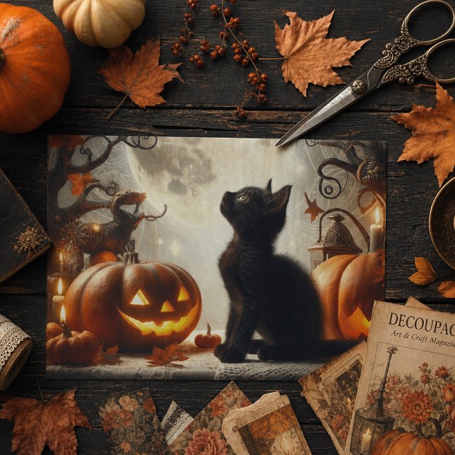 Papier de soie chat noir Halloween vintage (Créateur téléchargé)