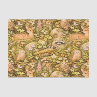 Papier de soie d'animaux de la forêt Cottagecore