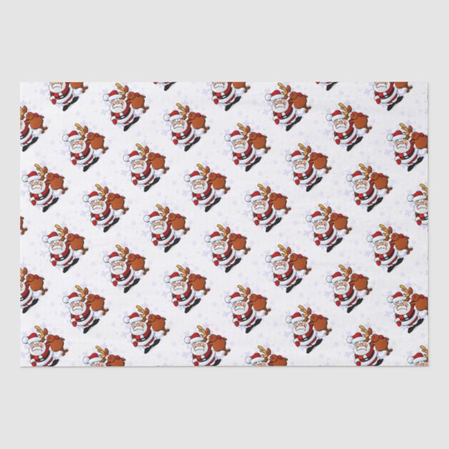 Papier de soie de fête amusant Santa & Rudolph (Recto)