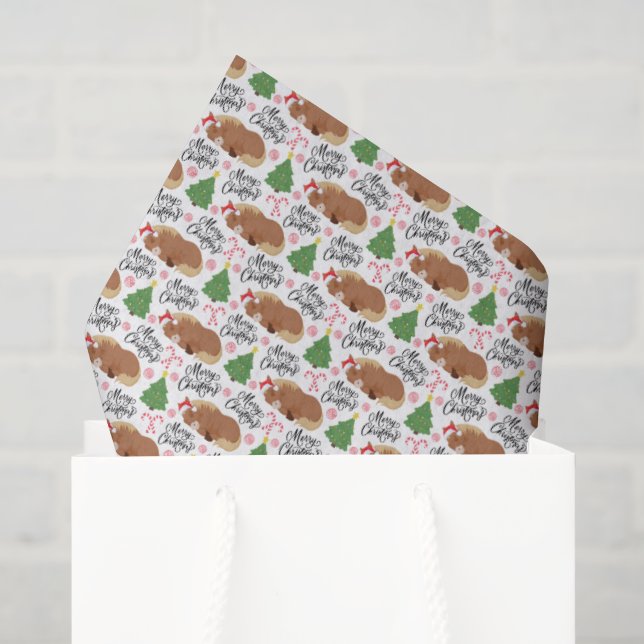 Papier de soie de Noël à motif de chevaux (Sac cadeau)
