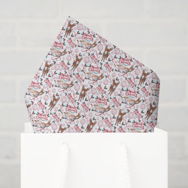 Papier de soie de Noël Âne Fantaisiste (Sac cadeau)