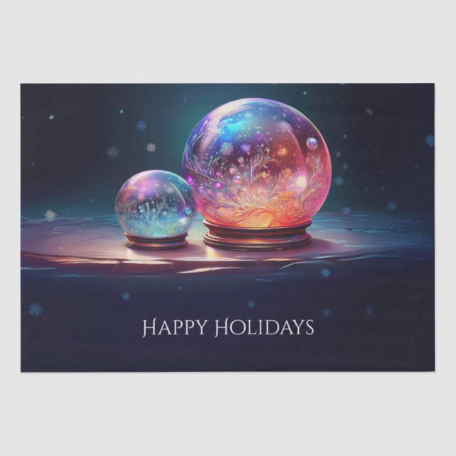 Papier de soie de Noël Boules de neige cristalline (Recto)