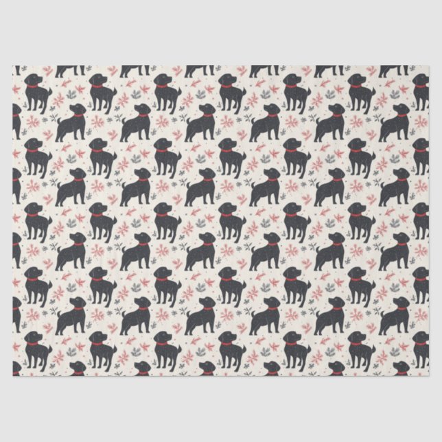 Papier de soie de Noël Chien Noir (Recto)