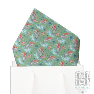 Papier de soie de Noël Dauphin en vert