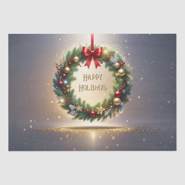 Papier de soie de Noël festif Couronne de fête (Recto)