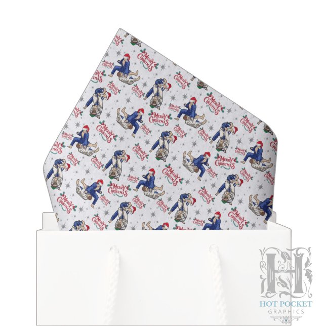 Papier de soie de Noël Jiu Jitsu en blanc (Créateur téléchargé)