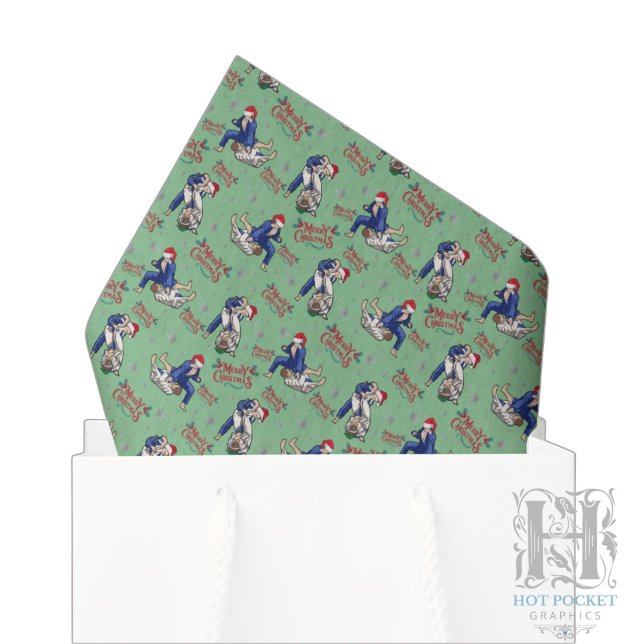 Papier de soie de Noël Jiu Jitsu en vert (Créateur téléchargé)