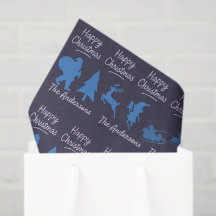 Papier de soie de Noël - motif silhouette bleue