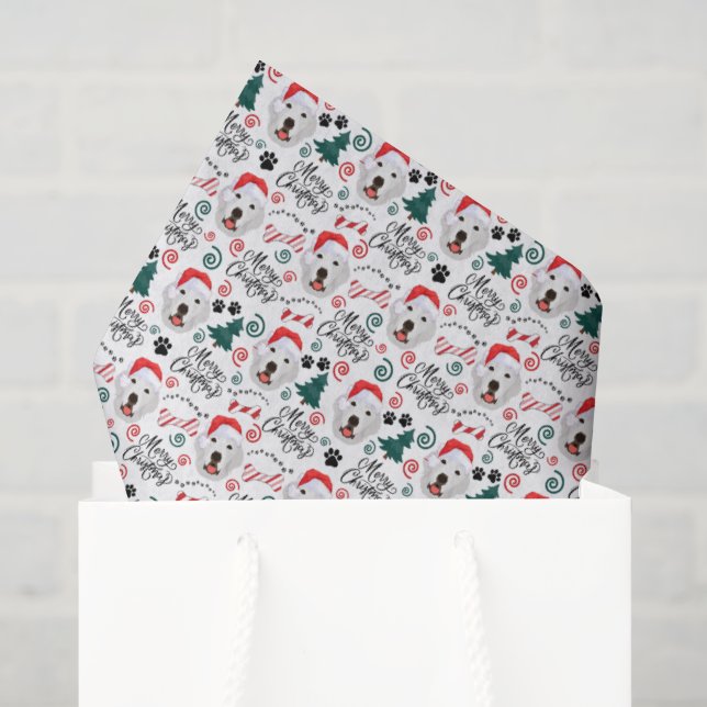 Papier de soie de Noël pour Grands Pyrénées (Sac cadeau)