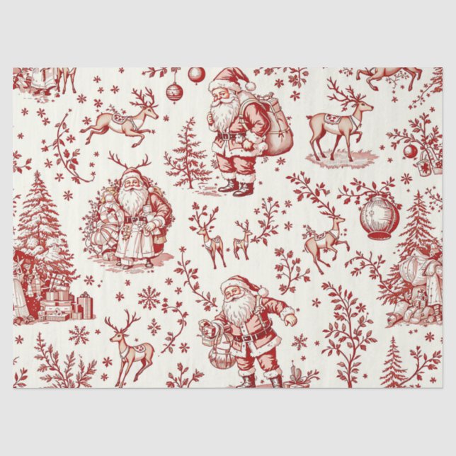 Papier de soie de Noël toile rouge vintage (Recto)