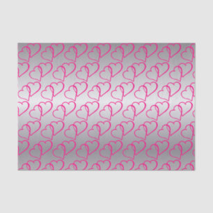 Papier de soie de soie argenté jointif de coeurs