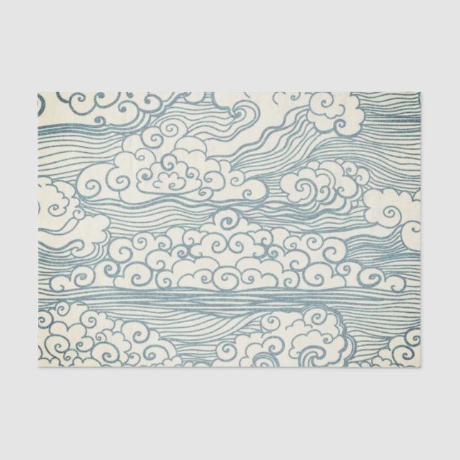 PAPIER DE SOIE DE SOIE AVEC LES NUAGES JAPONAIS (Recto)