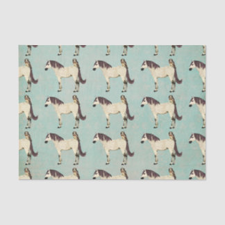 Papier de soie de soie bleu de cheval blanc et de