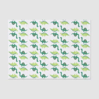 Papier de soie de soie de dinosaure vert