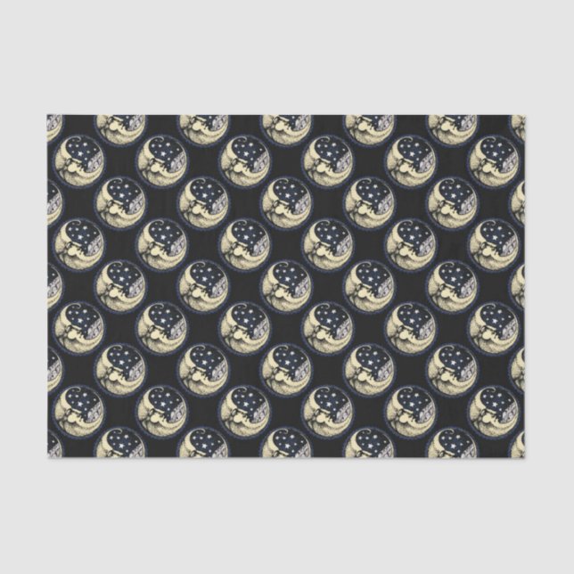 PAPIER DE SOIE de SOIE de lune-avec-étoiles (Recto)