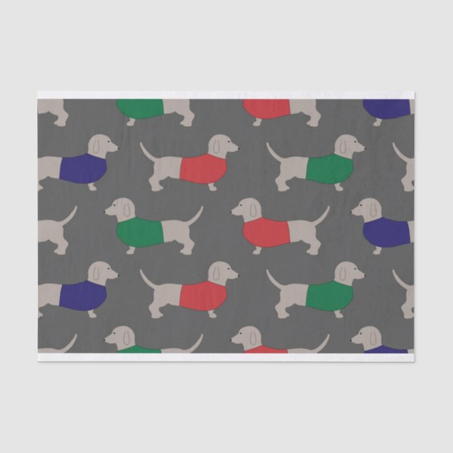 Papier de soie de soie de motif de Noël de teckel (Recto)