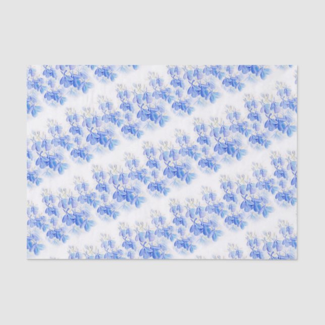 Papier de soie de soie floral bleu d'art (Recto)