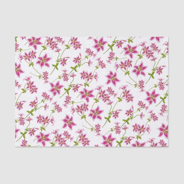 Papier de soie de soie floral de lis rose (Recto)