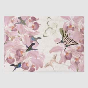 Papier de soie de soie floral de papillons