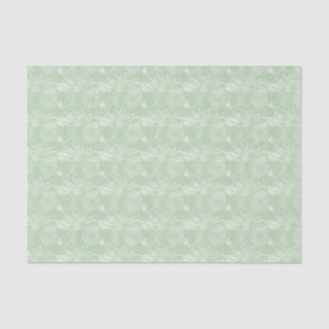 Papier de soie de soie floral de vert sauge doux (Recto)