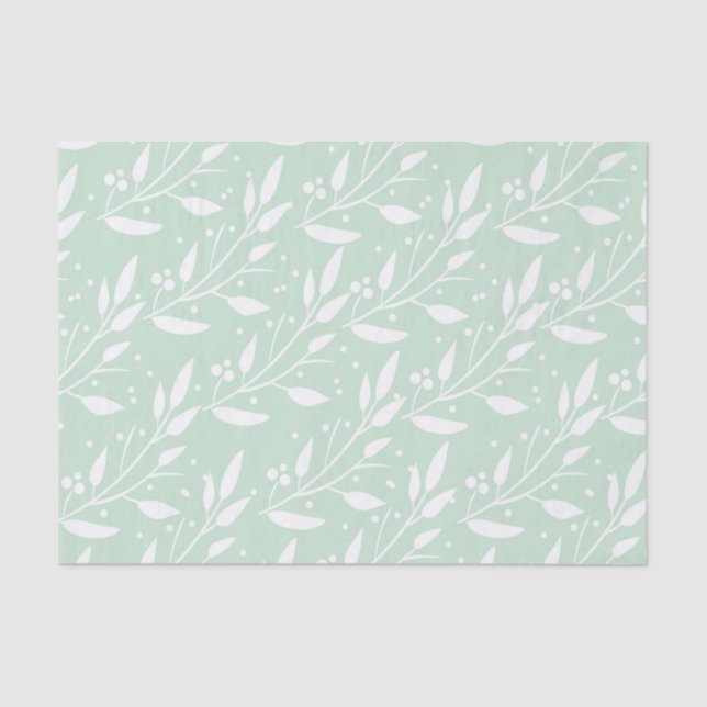 Papier de soie de soie floral vert en bon état (Recto)