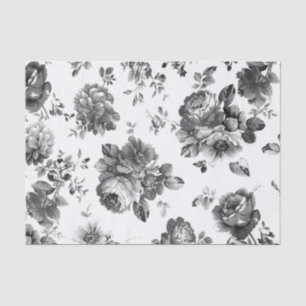 Papier de soie de soie floral vintage noir et