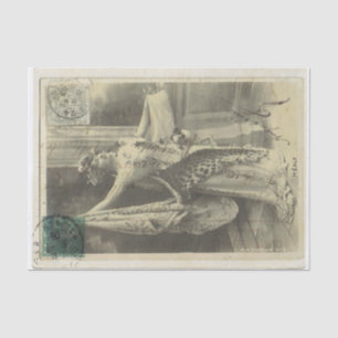 Papier de soie de soie français vintage de carte