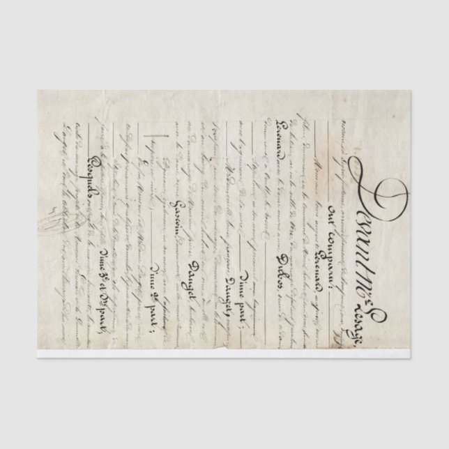 Papier de soie de soie manuscrit de lettre (Recto)