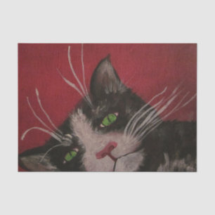 papier de soie de soie noir et blanc de chat