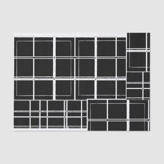 Papier de soie de soie noir et blanc de plaid (Recto)