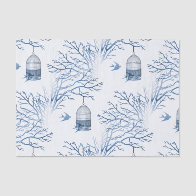 Papier de soie de soie nu de branches de cage à (Recto)