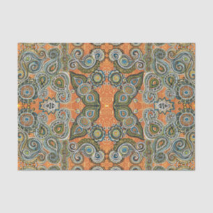 papier de soie de soie orange de motif de Paisley
