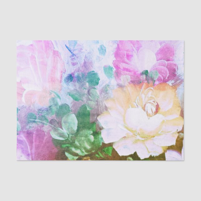 Papier de soie de soie peint floral de fleur (Recto)