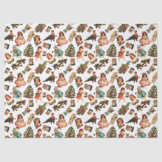 Papier de soie de soie victorien de Noël (Recto)