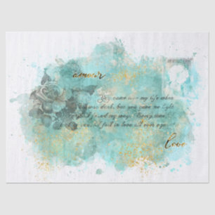 Papier de soie de soie vintage de lettre d'amour