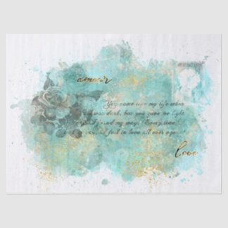 Papier de soie de soie vintage de lettre d'amour