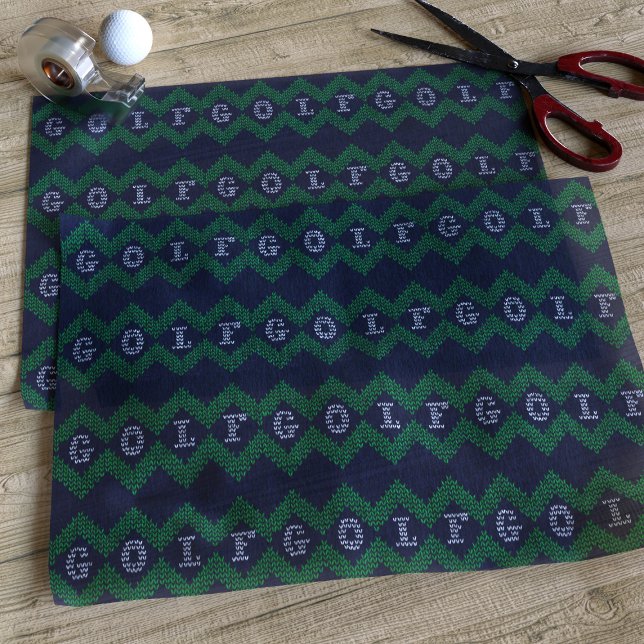 Papier de soie de thème de golf bleu Noël (Merry Golfmas! Perfect tissue paper for the golfer in your life)