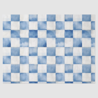 Papier de soie décoratif à carreaux bleus