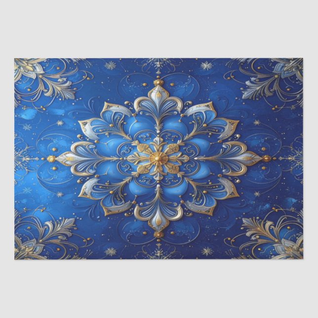 Papier de soie décoratif bleu pour les fêtes (Recto)