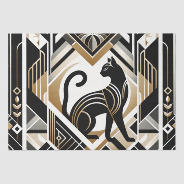 Papier de soie décoratif de chat abstrait moderne (Recto)