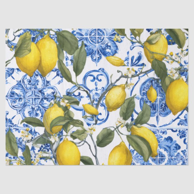 Papier de soie décoratif méditerranéen au citron (Recto)