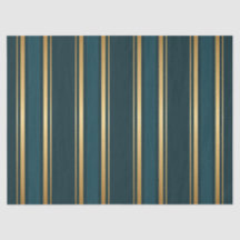 Papier de soie décoratif rayé bleu vert or de luxe