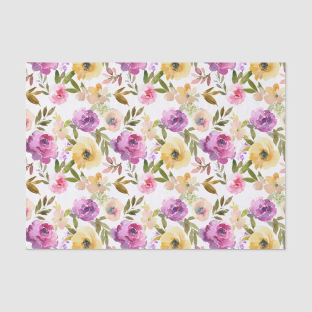 Papier de soie découpage aquarelle florale printem (Recto)