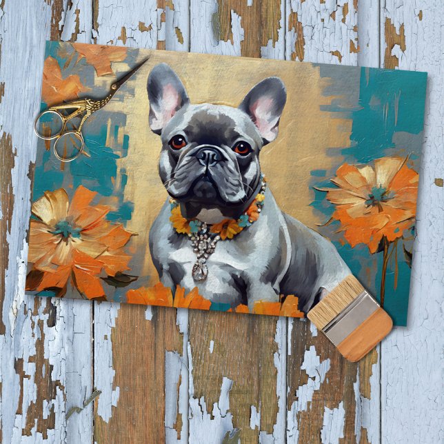 Papier de soie découpage Bouledogue français Frenc (Créateur téléchargé)