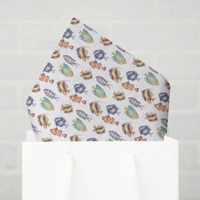 Papier de soie découpage de poissons, faune marine (Sac cadeau)