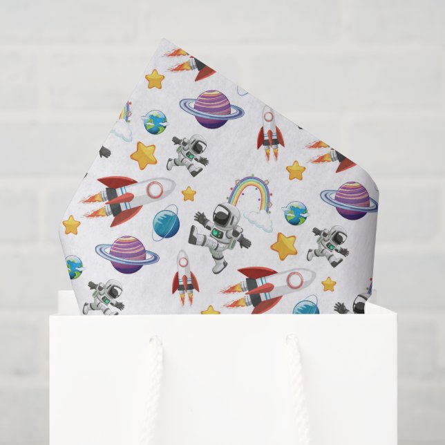Papier de soie découpage espace, Astronaute (Sac cadeau)