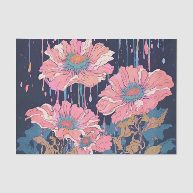 Papier de soie découpage Fleurs dégoulinantes (Recto)
