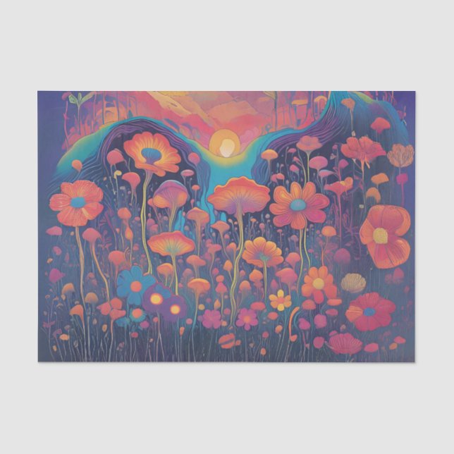 Papier de soie découpage Fleurs Retro Groove (Recto)