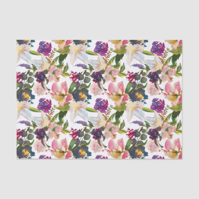 Papier de soie découpage floral lys roses violet (Recto)