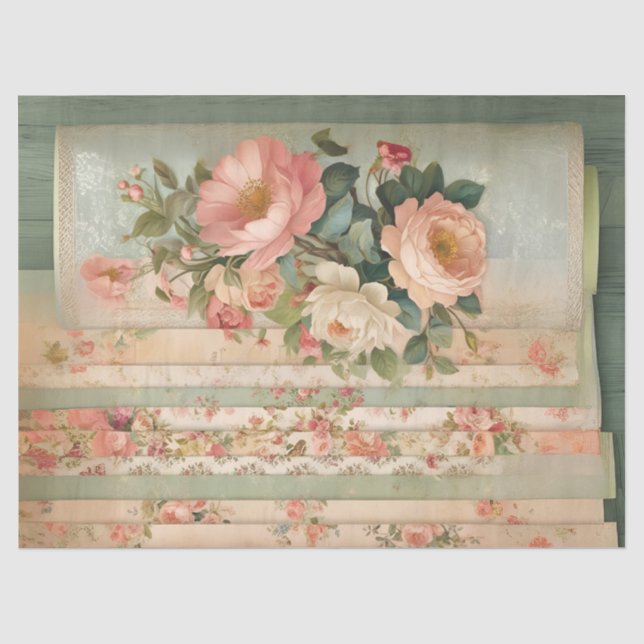 Papier de soie découpage floral rustique vintage (Recto)